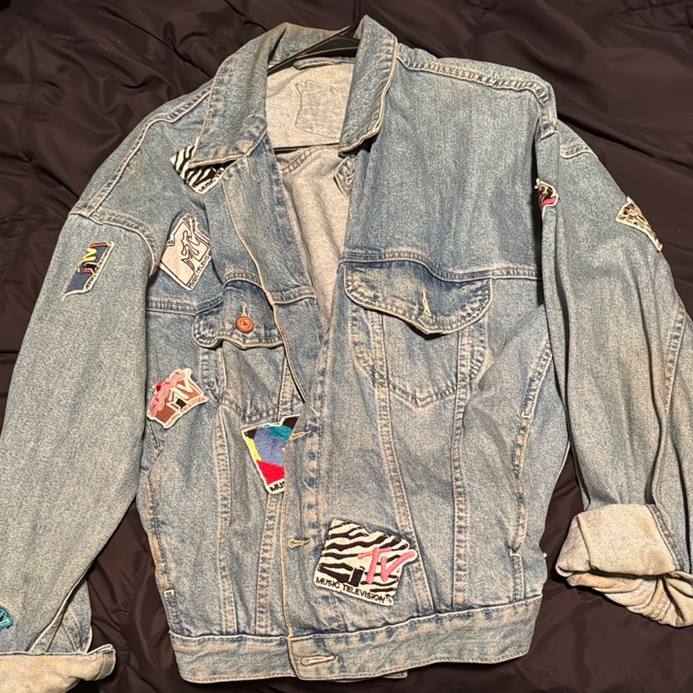 Vintage Denim Jacket with Patches